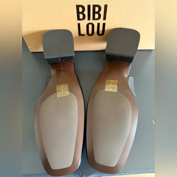 Bibi Lou Black Leather Suzy Slingback Heels - Picture 5 of 6